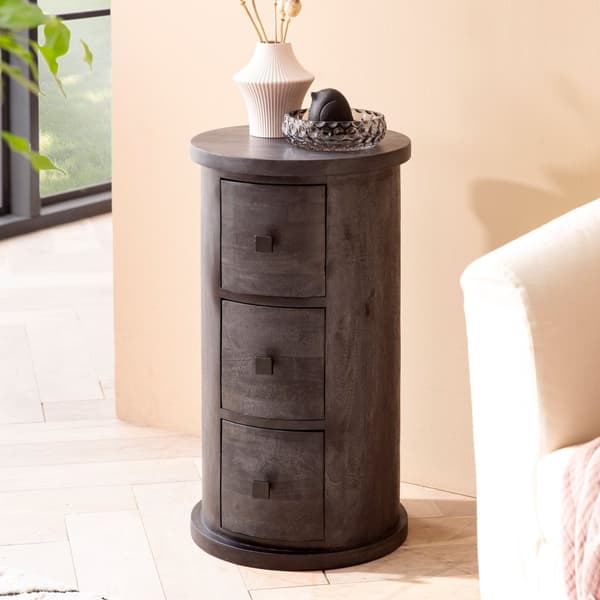 Rootz Modern kommode - Skænk - Opbevaringsskab - Mangotræ - Unik korn - Massivt træ - Sort - 34cm x 65cm x 34cm