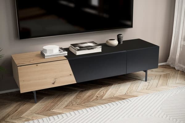Rootz Modern Design TV:n pohjakaappi - Lowboard - Tammisisustus - Suorakaiteen muotoinen säilytystila - Tilava hylly - 150cm x 40cm x 40cm