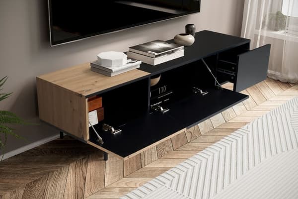 Rootz Modern Design TV:n pohjakaappi - Lowboard - Tammisisustus - Suorakaiteen muotoinen säilytystila - Tilava hylly - 150cm x 40cm x 40cm