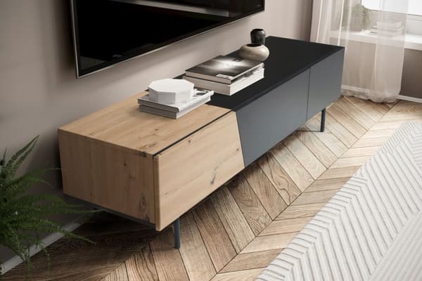 Rootz Modern Design TV:n pohjakaappi - Lowboard - Tammisisustus - Suorakaiteen muotoinen säilytystila - Tilava hylly - 150cm x 40cm x 40cm