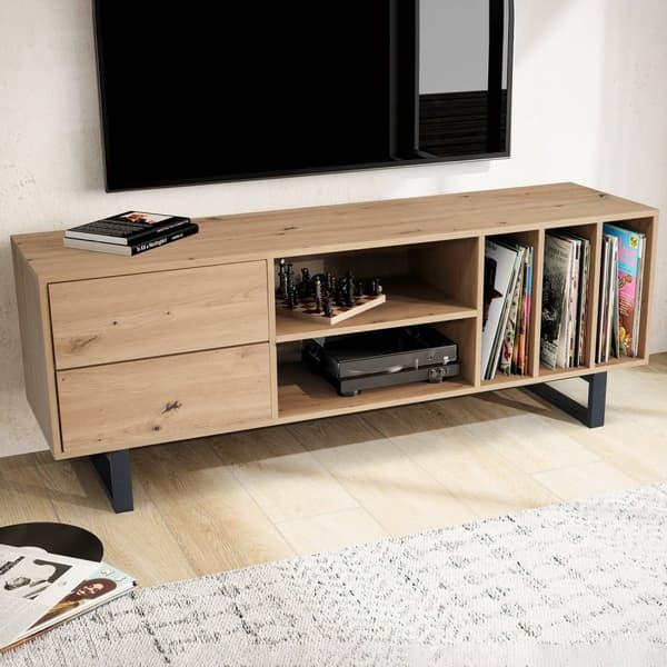 Rootz Modern TV Underskab - TV Stand - Eg Dekoration - Rektangulær opbevaring - Rummelig - Organiseret - 150cm x 55cm x 40cm