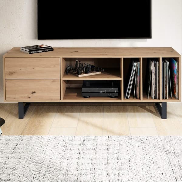 Rootz Modern TV Underskab - TV Stand - Eg Dekoration - Rektangulær opbevaring - Rummelig - Organiseret - 150cm x 55cm x 40cm