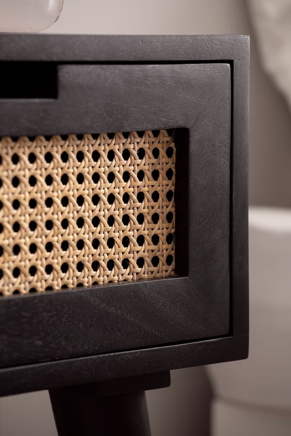 Rootz Modern Sengebord - Natbord - Skuffeskab - Wienerfletning - Håndlavet - Naturligt trækorn - 40cm x 60cm x 30cm