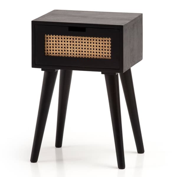 Rootz Modern Sengebord - Natbord - Skuffeskab - Wienerfletning - Håndlavet - Naturligt trækorn - 40cm x 60cm x 30cm
