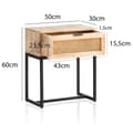 Miniatyrbillede 4 af 7: Rootz Modern Sengebord - Natbord - Rattanskuffe - Mangotræ - Håndlavet - Wienervævet - Naturligt trækorn - Sort metalstel - 50 cm x 60 cm x 30 cm