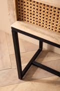 Miniatyrbillede 6 af 7: Rootz Modern Sengebord - Natbord - Rattanskuffe - Mangotræ - Håndlavet - Wienervævet - Naturligt trækorn - Sort metalstel - 50 cm x 60 cm x 30 cm