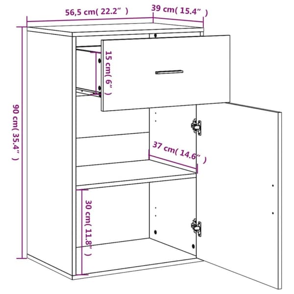 vidaXL opbevaringsskab 56,5x39x90 cm konstrueret træ sort