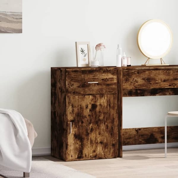 vidaXL Oppbevaringsskap røkt eik 56,5x39x90 cm konstruert tre
