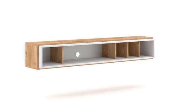 Moderne tv-stativmøbler, selvmontering, kurerlevering, hvid/guld håndværks eg, funktionelt design