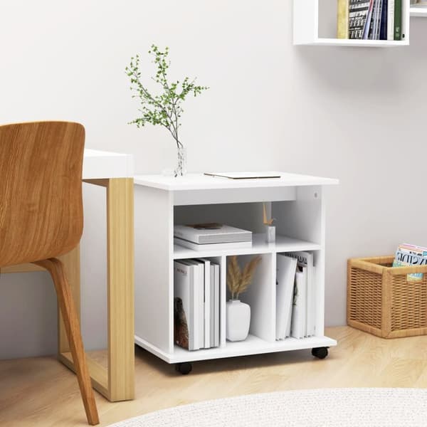 vidaXL rulleskab 60x45x60 cm konstrueret træ hvid -  Opbevaringsskabe