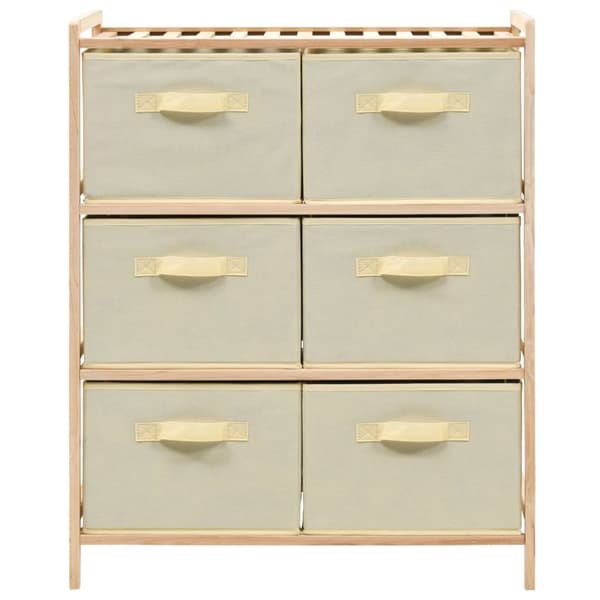 vidaXL opbevaringsstativ med 6 stofkurve cedertræ beige -  Opbevaringsskabe