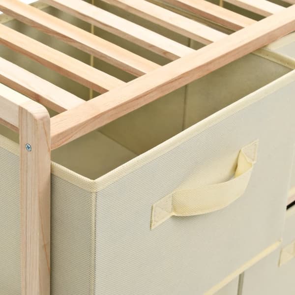 vidaXL opbevaringsstativ med 6 stofkurve cedertræ beige -  Opbevaringsskabe