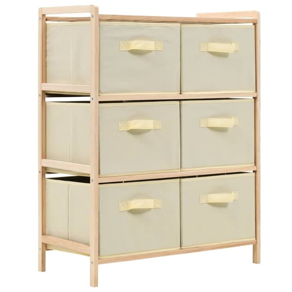 vidaXL opbevaringsstativ med 6 stofkurve cedertræ beige -  Opbevaringsskabe