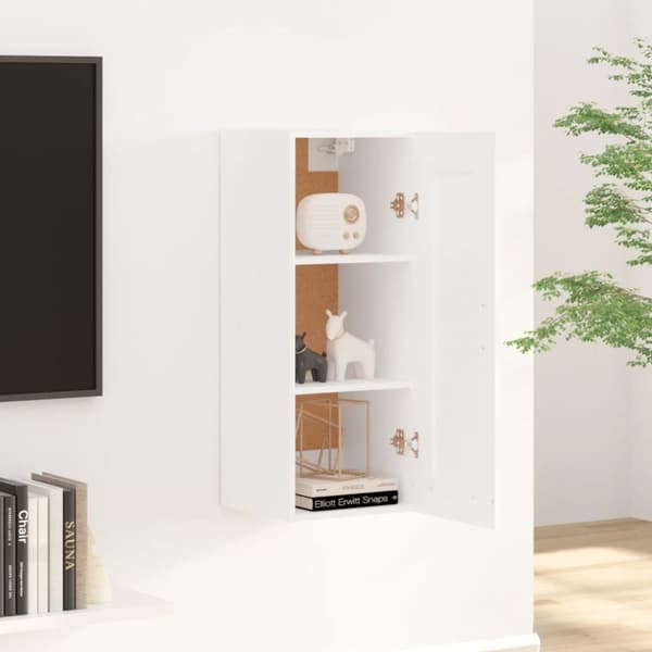 vidaXL vægskab 35x34x90 cm konstrueret træ hvid - Opbevaringsskabe