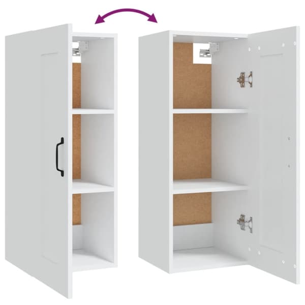 vidaXL vægskab 35x34x90 cm konstrueret træ hvid - Opbevaringsskabe