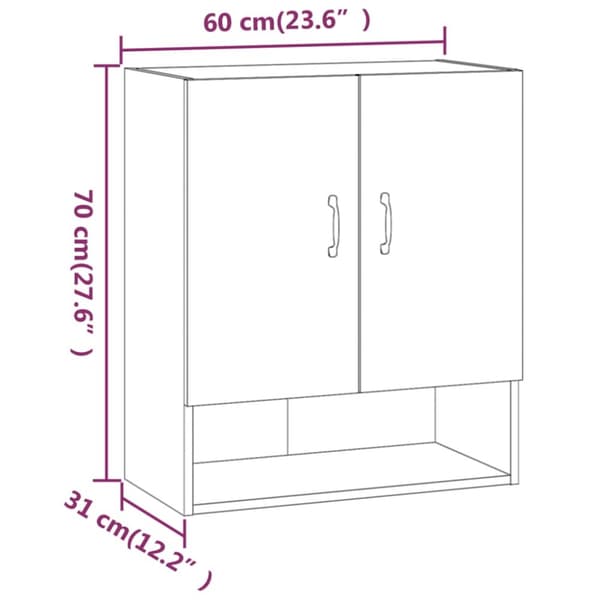 vidaXL Väggskåp betonggrå 60x31x70 cm konstruerat trä - Förvaringsskåp & garderober