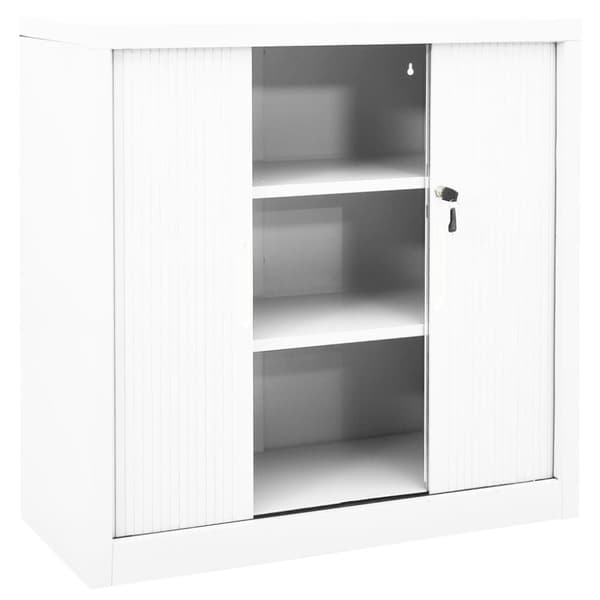 vidaXL Dokumentskåp med skjutdörr vit 90x40x90 cm stål - Förvaringsskåp & garderober
