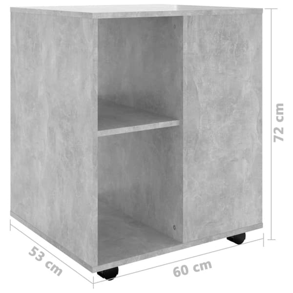 vidaXL Kaappi pyörillä betoninharmaa 60x53x72 cm tekninen puu -  Säilytys- & lukkokaapit
