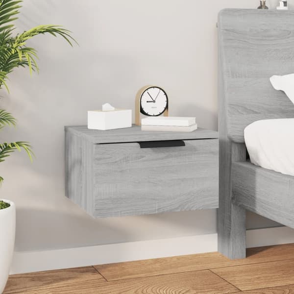 vidaXL væghængt sengebord 34x30x20 cm grå sonoma-eg -  Opbevaringsskabe