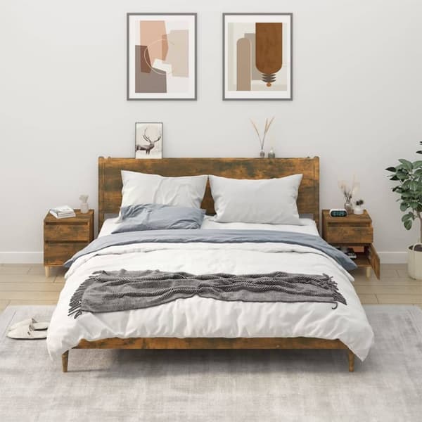 vidaXL Yöpöydät 2 kpl savutammi 40x35x50 cm - Säilytys- & lukkokaapit