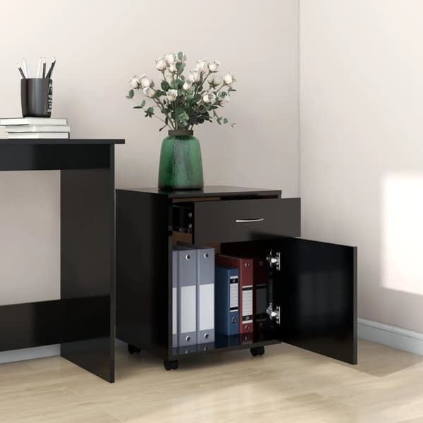 vidaXL rullende arkivskab 45x38x54 cm spånplade sort - Opbevaringsskabe