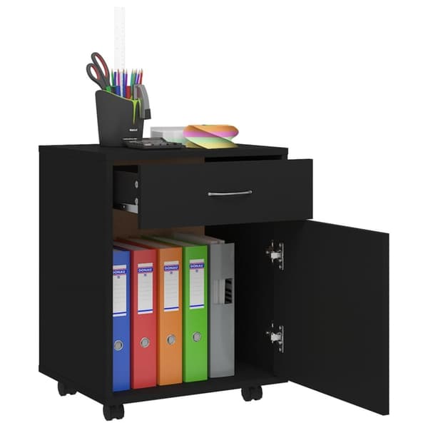 vidaXL rullende arkivskab 45x38x54 cm spånplade sort -  Opbevaringsskabe