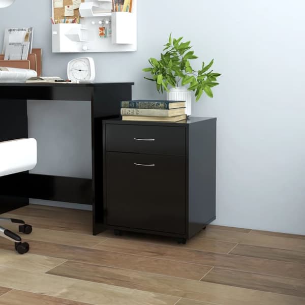 vidaXL rullende arkivskab 45x38x54 cm spånplade sort - Opbevaringsskabe