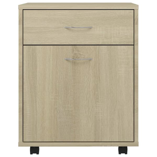vidaXL skab med hjul 45x38x54 cm konstrueret træ sonoma-eg - Opbevaringsskabe