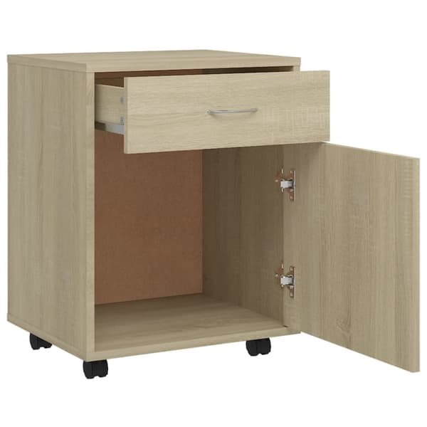 vidaXL skab med hjul 45x38x54 cm konstrueret træ sonoma-eg - Opbevaringsskabe
