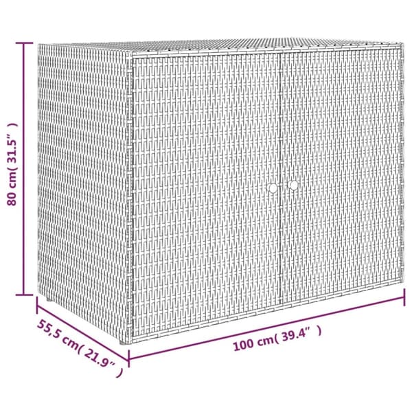 vidaXL Puutarhan säilytyskaappi harmaa 100x55,5x80 cm polyrottinki -  Säilytys- & lukkokaapit