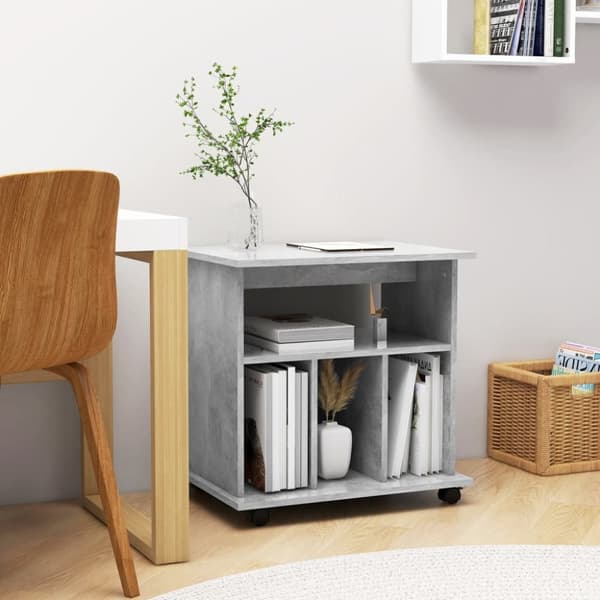 vidaXL Kaappi pyörillä betoninharmaa 60x45x60 cm tekninen puu - Säilytys- & lukkokaapit