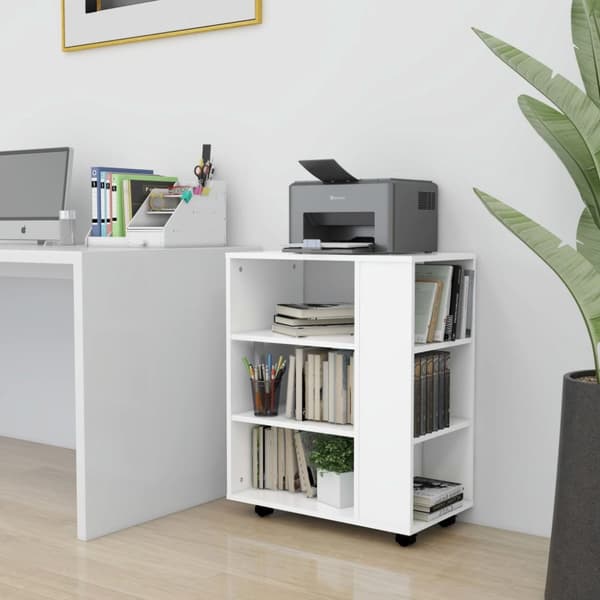 vidaXL rulleskab 60x35x75 cm konstrueret træ hvid -  Opbevaringsskabe