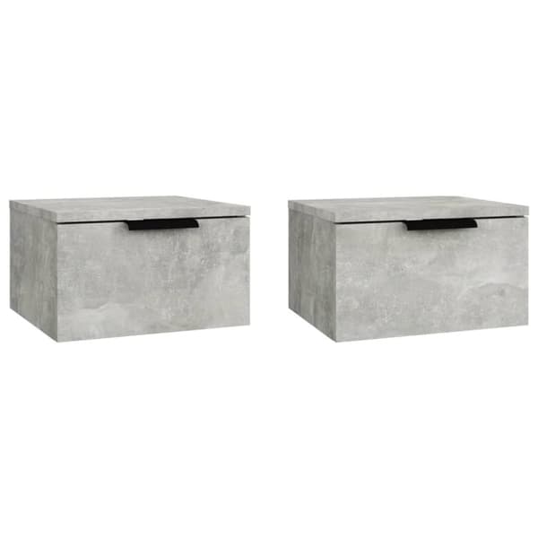 vidaXL væghængte sengeborde 2 stk. 34x30x20 cm betongrå - Opbevaringsskabe