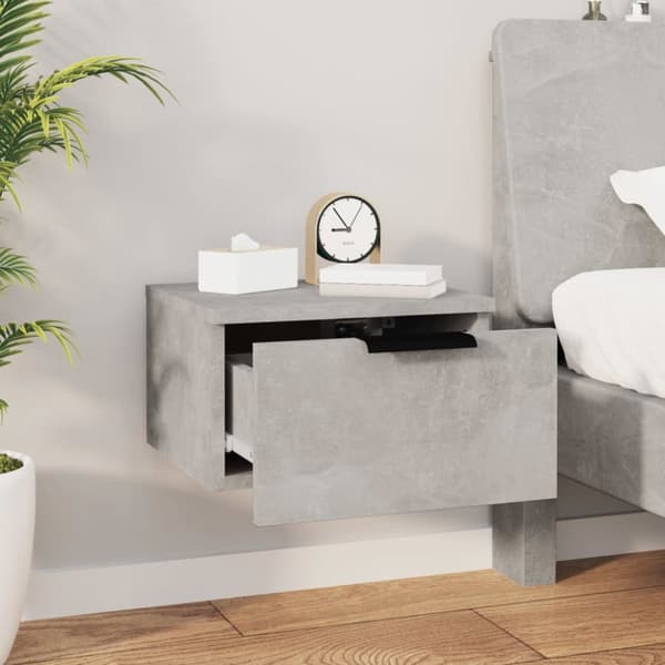 vidaXL væghængte sengeborde 2 stk. 34x30x20 cm betongrå - Opbevaringsskabe