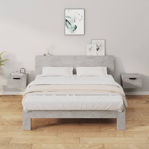 vidaXL væghængte sengeborde 2 stk. 34x30x20 cm betongrå - Opbevaringsskabe