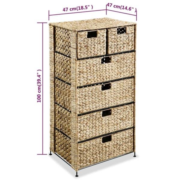 vidaXL opbevaringsenhed med 6 kurve 47 x 37 x 100 cm vandhyacint -  Opbevaringsskabe