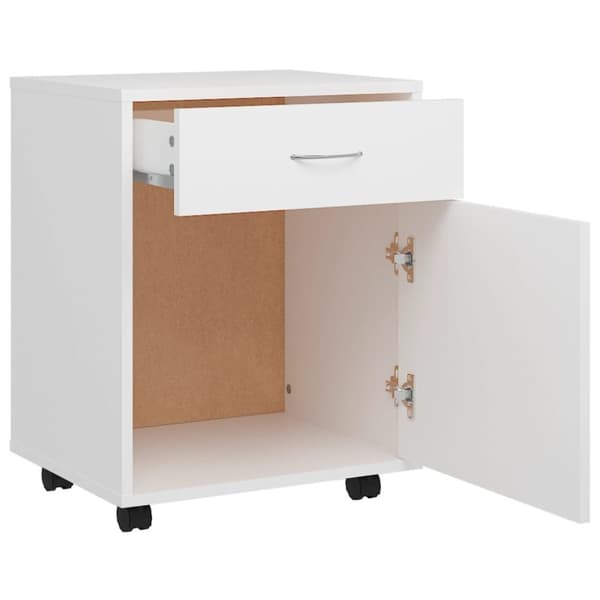 vidaXL rulleskab 45x38x54 cm konstrueret træ hvid - Opbevaringsskabe