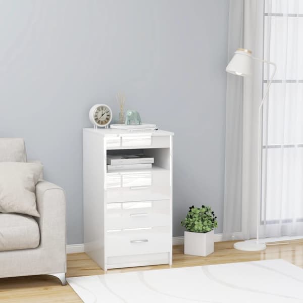 vidaXL Byrå vit högglans 40x50x76 cm konstruerat trä - Förvaringsskåp & garderober