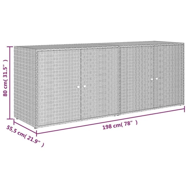 vidaXL opbevaringsskab til haven 198x55,5x80 cm polyrattan sort - Opbevaringsskabe