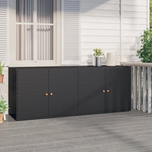 vidaXL opbevaringsskab til haven 198x55,5x80 cm polyrattan sort - Opbevaringsskabe
