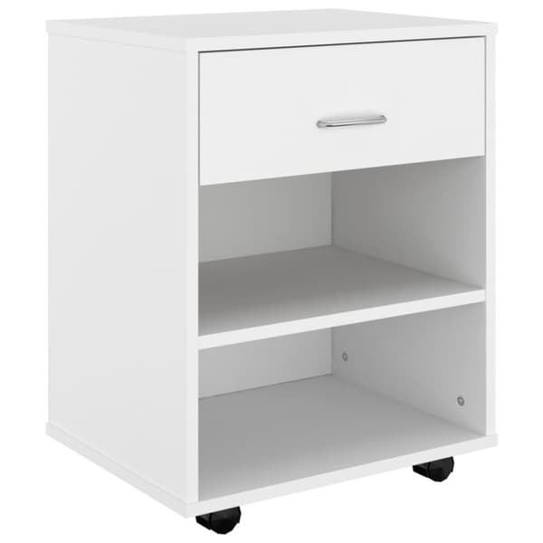 vidaXL Skåp med hjul vit 46x36x59 cm konstruerat trä - Förvaringsskåp & garderober