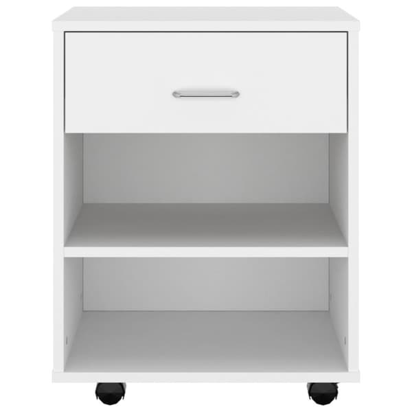 vidaXL Skåp med hjul vit 46x36x59 cm konstruerat trä - Förvaringsskåp & garderober