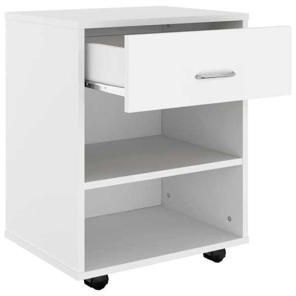 vidaXL Skåp med hjul vit 46x36x59 cm konstruerat trä - Förvaringsskåp & garderober