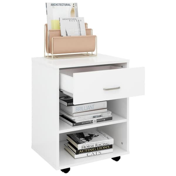 vidaXL Skåp med hjul vit 46x36x59 cm konstruerat trä - Förvaringsskåp & garderober
