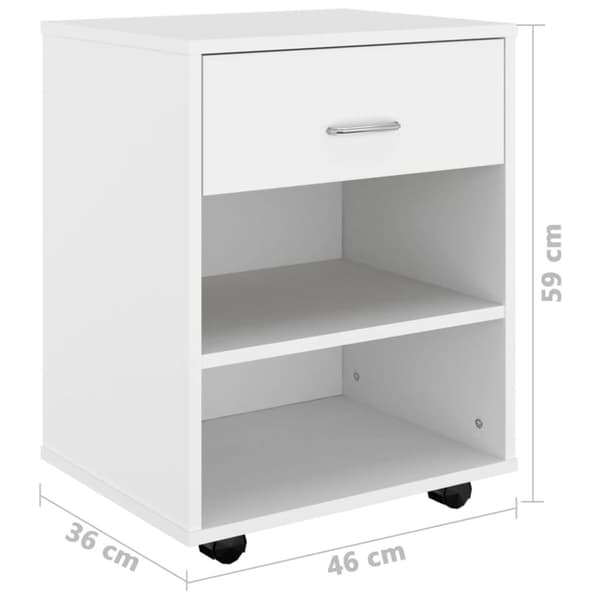 vidaXL Skåp med hjul vit 46x36x59 cm konstruerat trä -  Förvaringsskåp & garderober