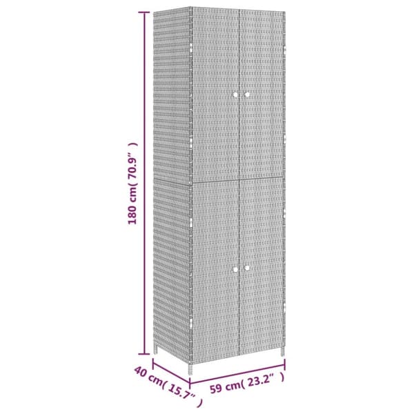vidaXL opbevaringsskab til haven 59x40x180 cm polyrattan sort -  Opbevaringsskabe