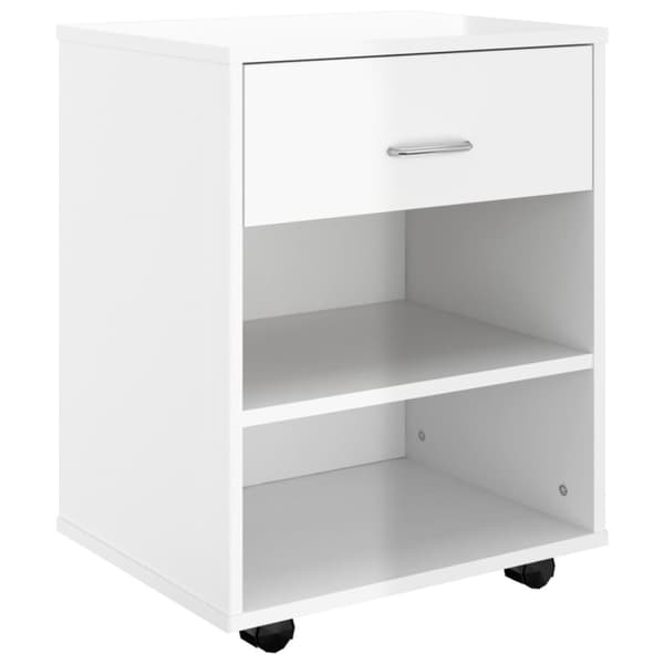 vidaXL rulleskab 46x36x59 cm konstrueret træ hvid højglans - Opbevaringsskabe