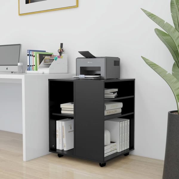 vidaXL rulleskab 60x53x72 cm konstrueret træ sort - Opbevaringsskabe