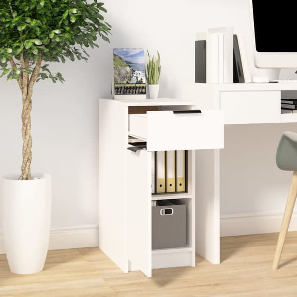 vidaXL skrivebord 33,5x50x75 cm konstrueret træ hvid - Opbevaringsskabe