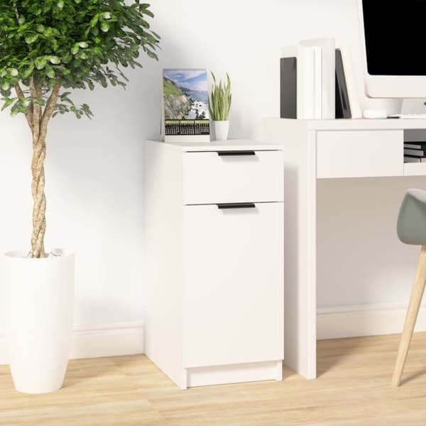 vidaXL skrivebord 33,5x50x75 cm konstrueret træ hvid - Opbevaringsskabe